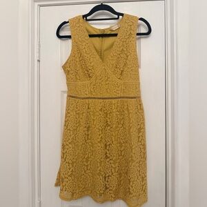 Altar'd State Mustard Yellow Lace Mini Dress-Size M